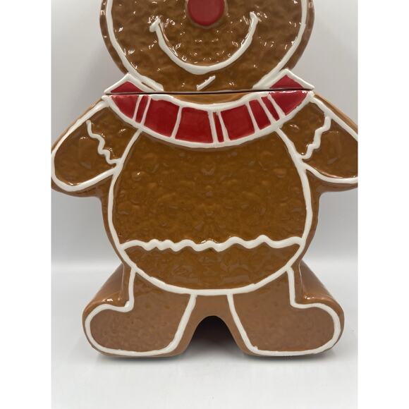 Disney Ceramic XL Winnie the Pooh Gingerbread Christmas🎄Cookie Jar NEW - Picture 4 of 11